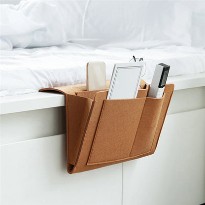 Felt Bedside Storage Bag Organizer Bed Desk Bag Sofa TV Remote Control Hanging Caddy Couch Storage Organizer Bed Holder Pockets