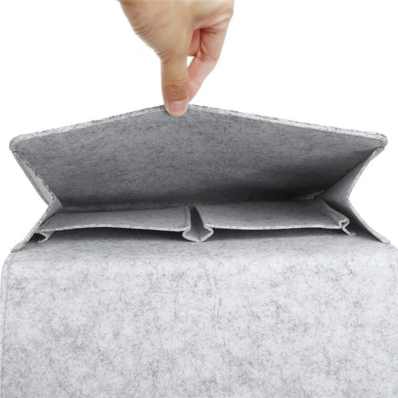 Felt Bedside Storage Bag Organizer Bed Desk Bag Sofa TV Remote Control Hanging Caddy Couch Storage Organizer Bed Holder Pockets