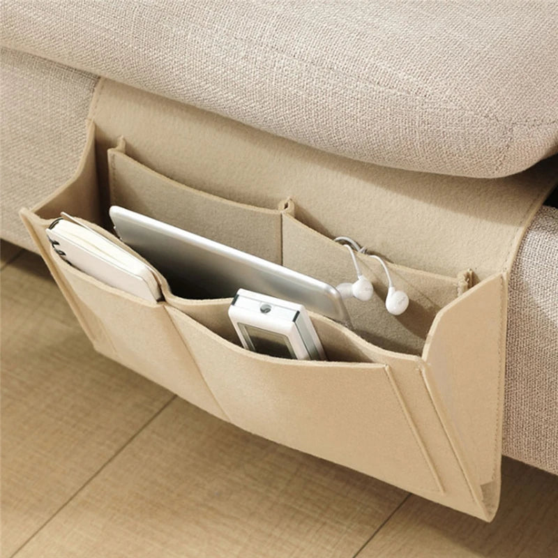 Felt Bedside Storage Bag Organizer Bed Desk Bag Sofa TV Remote Control Hanging Caddy Couch Storage Organizer Bed Holder Pockets